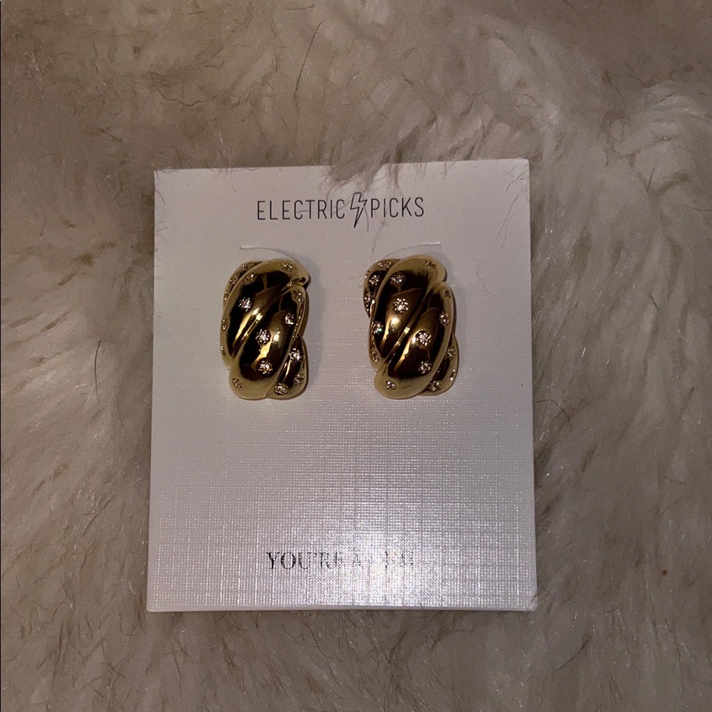 Electric Picks Gold Earrings